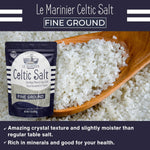 le marinier celtic salt fine ground, 1.1lb mineral rich organic french sea salt, 100% natural and unrefined