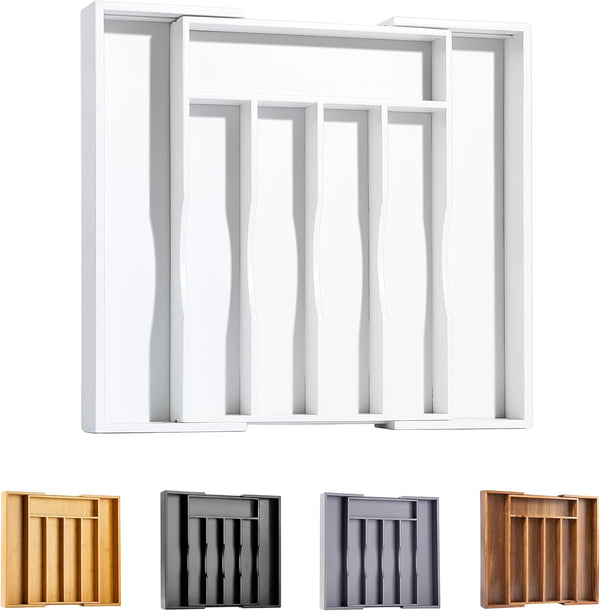 Bamboo Silverware Organizer for Kitchen or Bedroom Utensil Holder