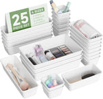 25 PCS Plastic Drawer Organizers Set for Makeup, Jewelry, and Utensils