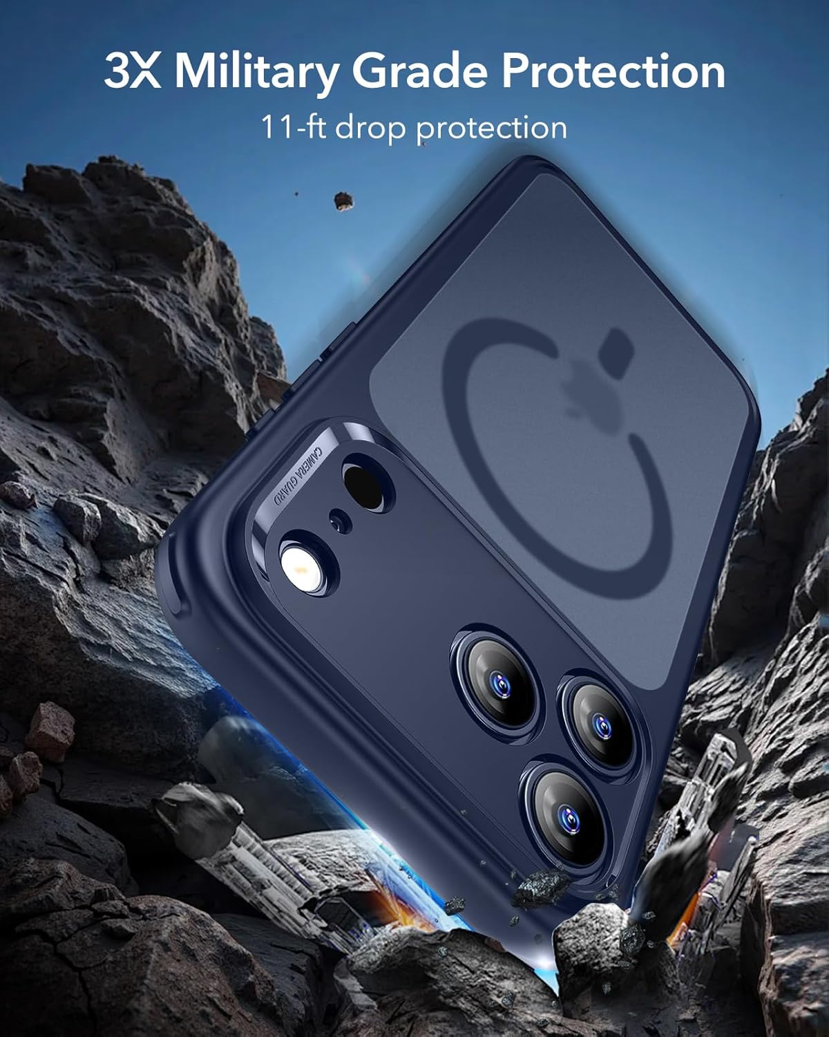 ESR for iPhone 17 Pro Case, Camera Control, Compatible with MagSafe, Shockproof Military-Grade Protection, Magnetic Phone Case for iPhone 17 Pro, Classic Hybrid Case, Frosted Blue - Rayz Mart