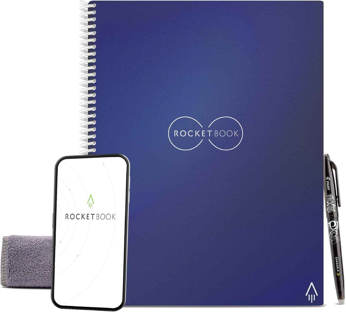 Rocketbook Core Reusable Smart Notebook, Lined Pages For School, Work and Creative Projects, Letter Size 8.5x11, Black - Premium