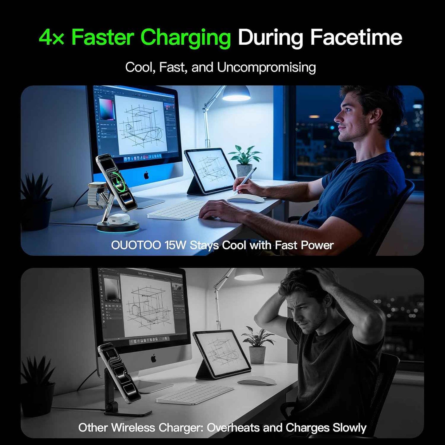 2026 3 in 1 Charging Station for Apple Compatible with Magsafe Charger Stand for iPhone 17 16 15 14 13 12 Wireless Charging Station for AirPods Wireless Charger for iWatch Series