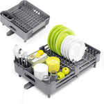 Urackify Stainless Steel Dish Drying Rack with Foldable Organizer