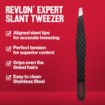 Revlon Expert Slant Tweezer with High Precision and Easy Hair Removal in Stainless Steel for Women and Men