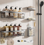 Veken Shower Caddy 6-Pack, Advanced Rustproof Design, No Drilling Adhesive Shelves, Rack with Soap Holder, Large Capacity Bathroom Organizers and Storage, Wall-Mounted Kitchen & Home Decor