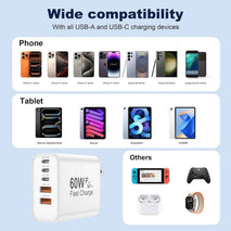 USB C Charger Block, 60W 5 in 1 Charging Blocks, PD 3.0 Fast Charger iPhone, QC 2A Wall Plug Multiport Type C Charging Block for iPhone 17 16 15 14 13 12 Pro Max, iPad, iPod, Samsung, AirPods Pro