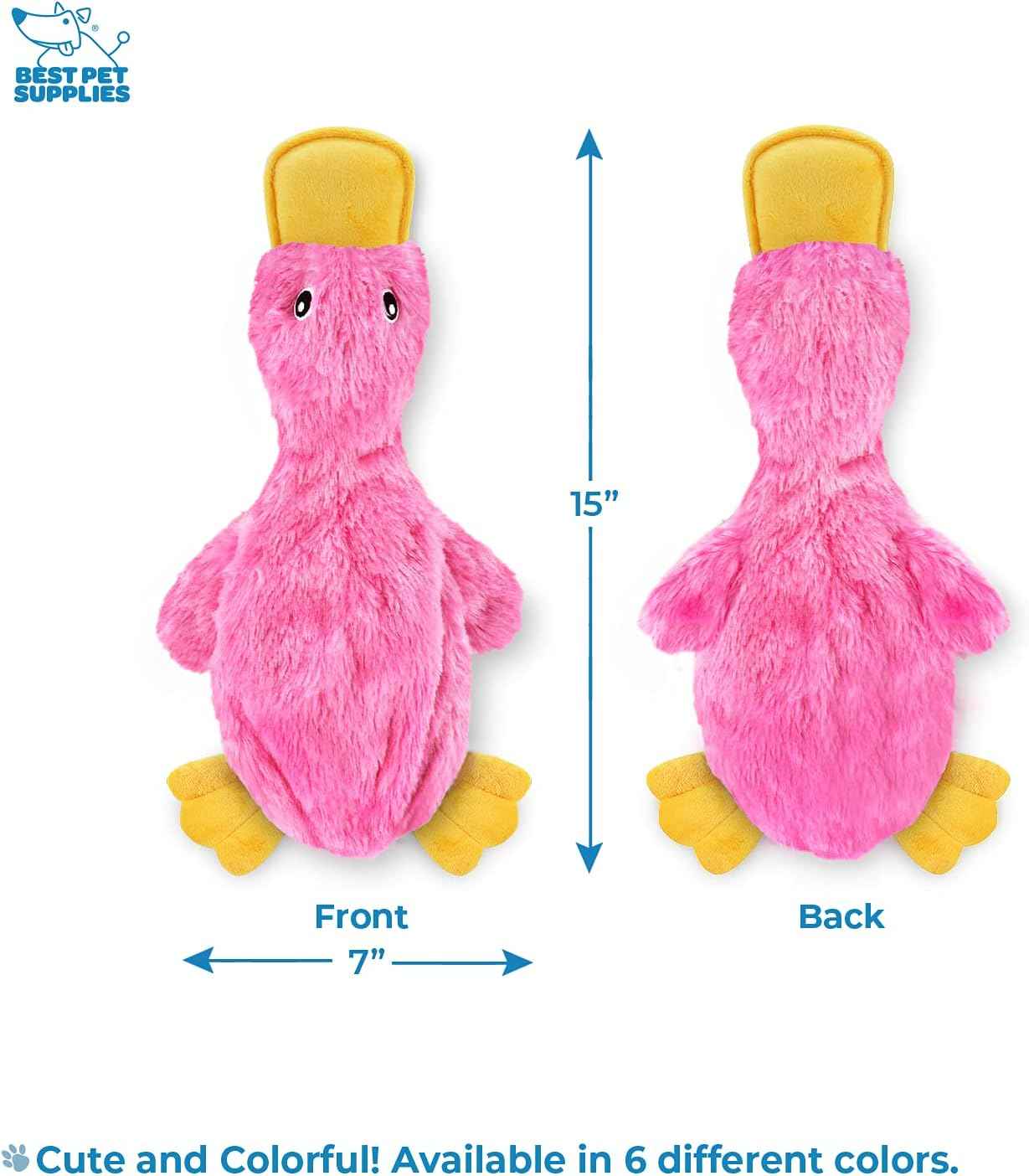 Best Pet Supplies Interactive Squeaky Dog Chew Toy, Ideal Dog Toys for Chewers, Small, Medium & Large Dogs, and Fetch Lovers - Crinkle Duck (Light Pink), Large