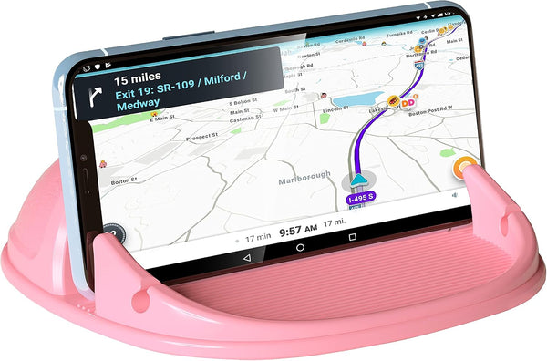 Car Phone Holder, Car Phone Mount Silicone Car Pad Mat for Various Dashboards, Slip Free Desk Phone Stand Compatible with iPhone, Samsung, Android Smartphones, GPS Devices and More, Black