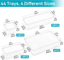 Clear Plastic Drawer Organizers Set for Bathroom Vanity and Kitchen Utensils Storage