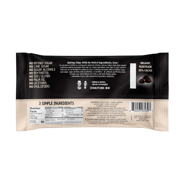 Hu Dark Chocolate Baking Chips, Organic 65% Cacao, 7oz - Unprocessed, Non-GMO, Vegan