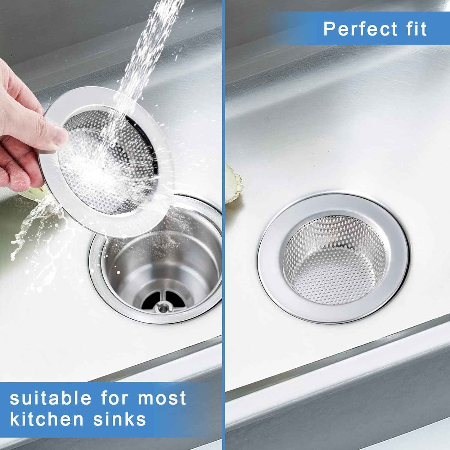 2 Pcs Sink Strainer for Most Kitchen Sink Drain Basket, Upgraded Double-Layer Safe Design Kitchen Sink Strainer (Outer Diameter 4.5 Inch)