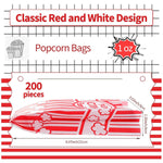 VOISEN Paper Popcorn Bags, 200 Pack, 1oz Individual Servings for Popcorn Machines