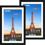 FIXSMITH 8x10 Picture Frame Set of 2, Photo Frame with HD Plexiglass, Display Pictures 5x7 with Mat or 8x10 Without Mat Multi Picture Frames Collage for Tabletop or Wall Display, Black