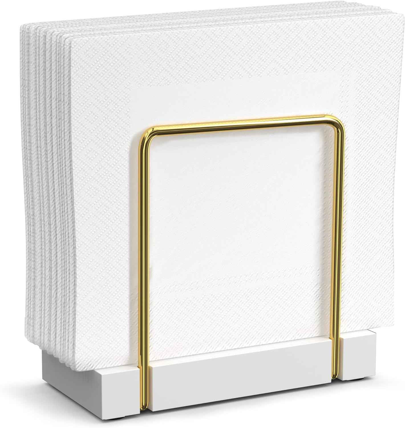 Wican Napkin Holder for Table, Bamboo Iron Standing Napkin Dispenser for Kitchen Dining Farmhouse Cocktail Picnic Bar Rustic Wood Holders for Paper Mail Bills Suitable for All Dining Room Decors Black