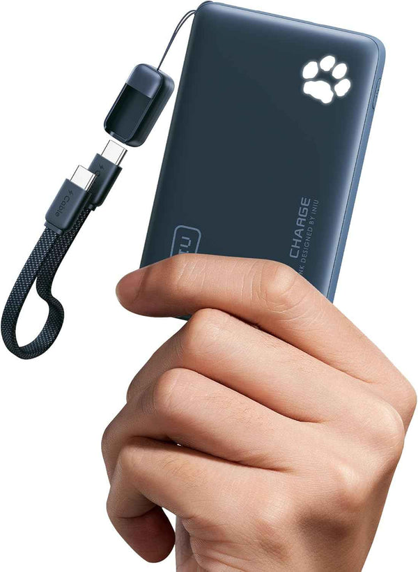 INIU Portable Charger, Ultra Slim 45W Fast Charging with Attached USB C Cable, Flight-Safe 10000mAh PD Power Bank Battery Pack, Travel Essential Phone Powerbank for iPhone 17 16 Samsung S25 Google etc