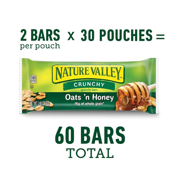 Nature Valley Crunchy Oats 'n Honey Granola Bars, 60 Count, 44.7 OZ Box