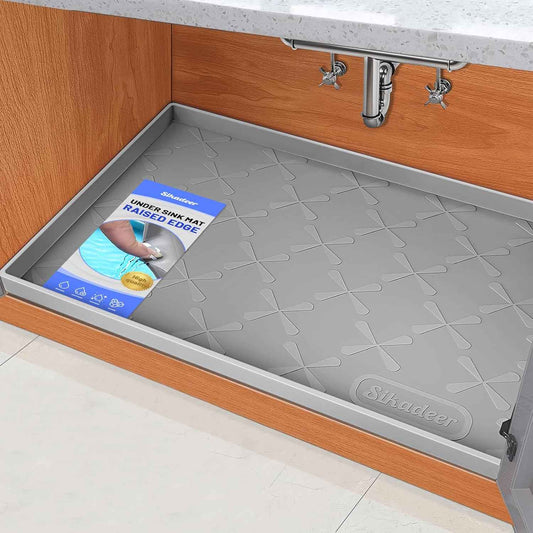 SIKADEER 34" x 22" Under Sink Mat Waterproof, Silicone Mat Kitchen Drawer Shelf and Cabinet Liner, Sink Protector for Kitchen Organizers and Storage, Boot Tray Pet Food Mats