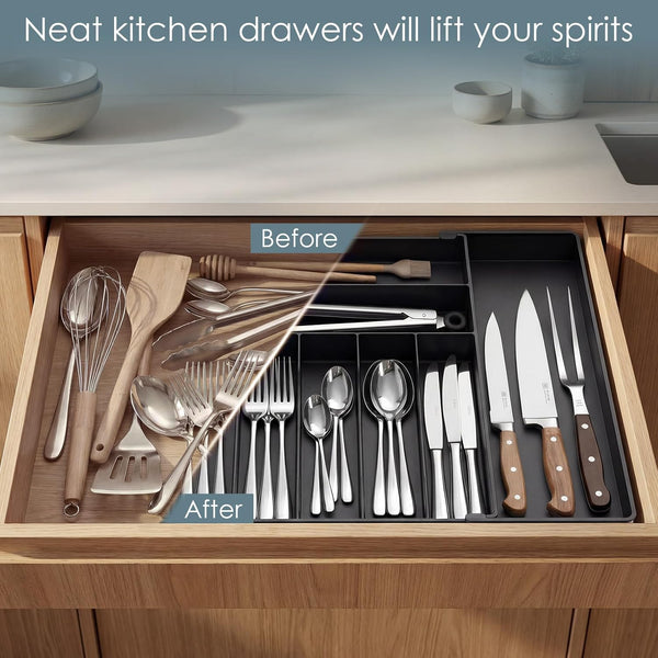 Extra Large Silverware Organizer for Kitchen Drawers and Utensil Holder