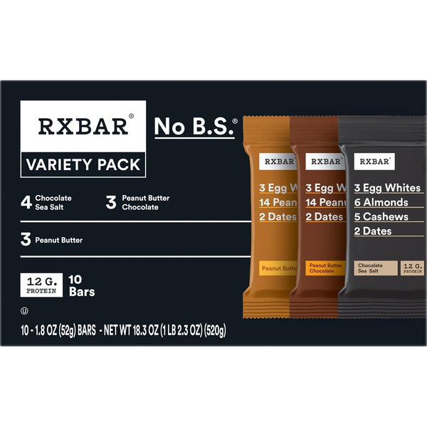 RXBAR Protein Bars Variety Pack 10 Count 18.3oz Box