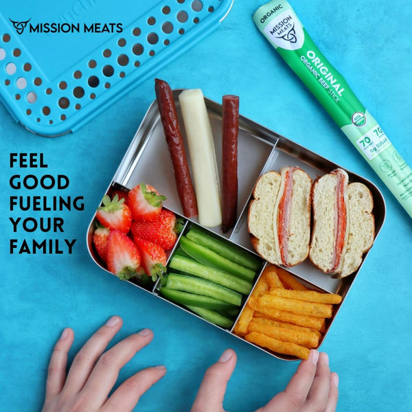 Organic Beef Sticks - Grass Fed, Zero Sugar, Non-GMO, Individually Wrapped Meat Snacks