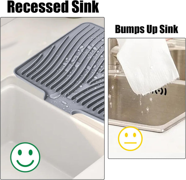 Silicone Dish Drying Mat for Kitchen Counter, Heat Resistant and Non-Slip