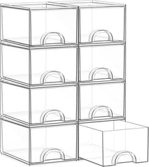 8 Pack Clear Stackable Acrylic Storage Boxes for Art Tool & Sketch Organization