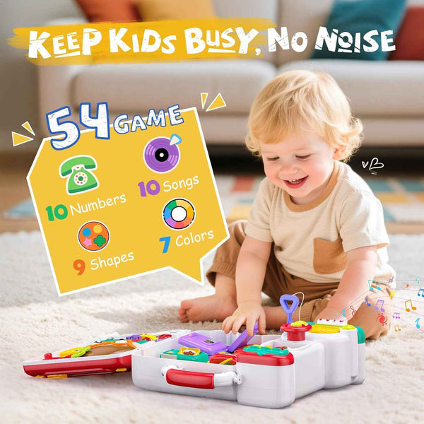 54-in-1 english & spanish busy board for 1-2 year old boys, educational montessori toys gift