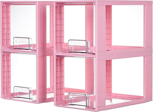 Vtopmart 4 Pack Large Stackable Storage Drawers for Kitchen and Bathroom
