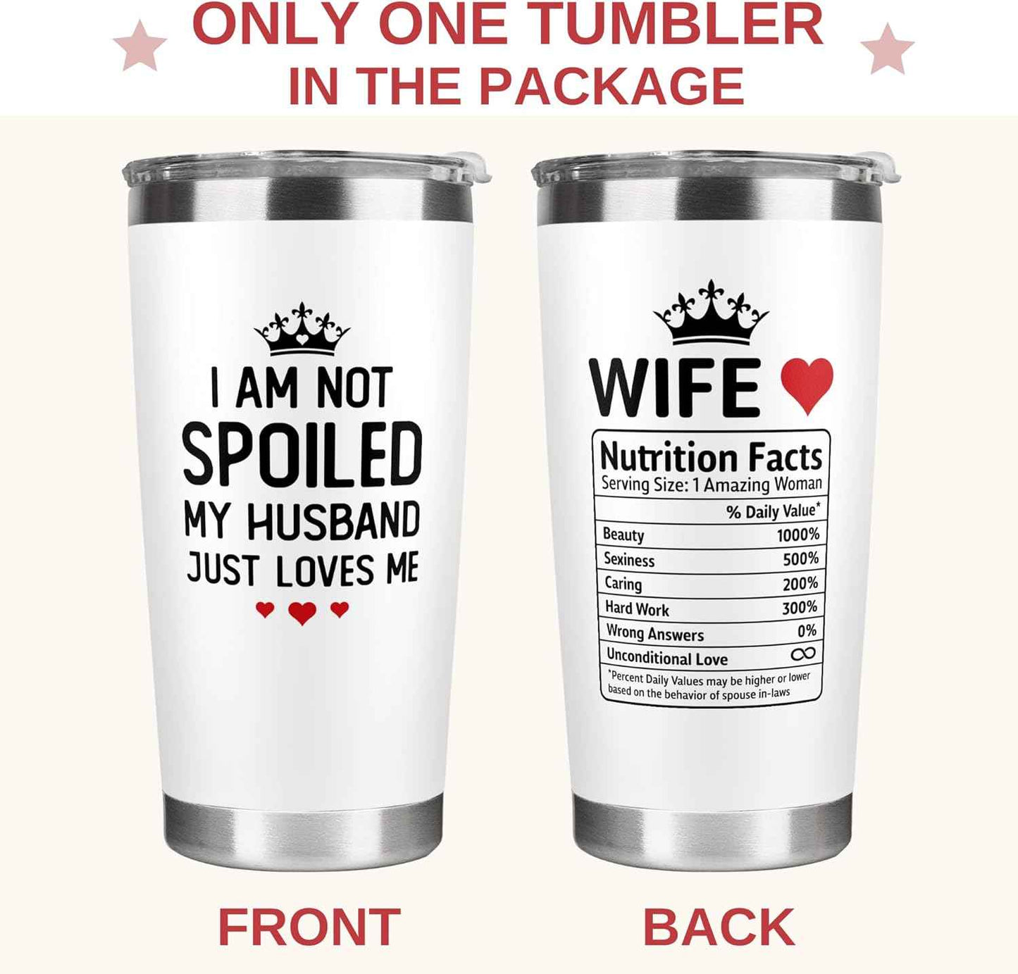Gifts for Wife - Wife Gifts from Husband - Wedding Anniversary for Women, Valentines, Birthday Gift Ideas, Mothers Day, Christmas Gift for Her - Romantic Cup for Her - 20 Oz White Tumbler