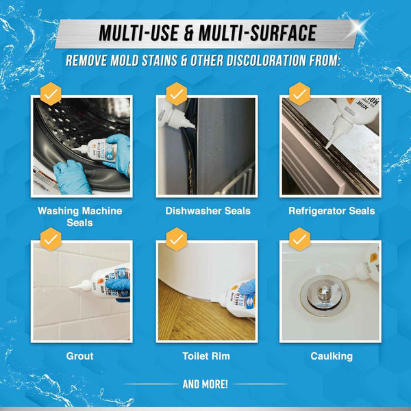 ACTIVE Mold Stain Remover Gel Cleaner - Heavy Duty Stain Removal for Front Loader Washing Machines, Bathrooms, and More