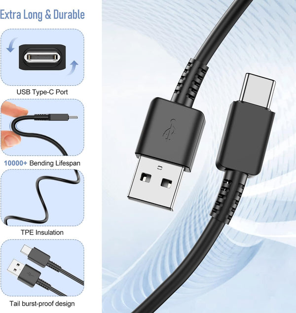 Samsung Galaxy S10/S9/S8 2Pack Adaptive Android Phone Charger with USB Type C Fast Charging Cable