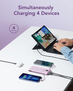 VEGER Portable Charger Power Bank with Built-in AC Plug and Cables, All in One 10000mAh Ultra Slim Travel Essentials, Fast Charging Battery Pack Compatible with iPhone, Samsung, Android, Purple