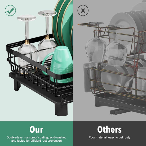 Stainless Steel Dish Drying Rack for Kitchen Counter with Removable Utensil Holder