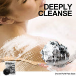 WhaleLife Shower Puff 4 Pack Black Bath Sponge Loofahs Pouf for Sensitive Skin