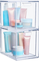 Stackable Clear Plastic Organizer Drawers for Cosmetics and Beauty Supplies