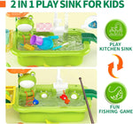 pupu pig kitchen sink play toy with electric faucet and fishing game for boys and girls