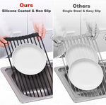 Silicone Wrapped Over The Sink Dish Drying Rack for Kitchen
