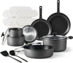 19-piece ceramic cookware set with non-stick coating and induction compatibility