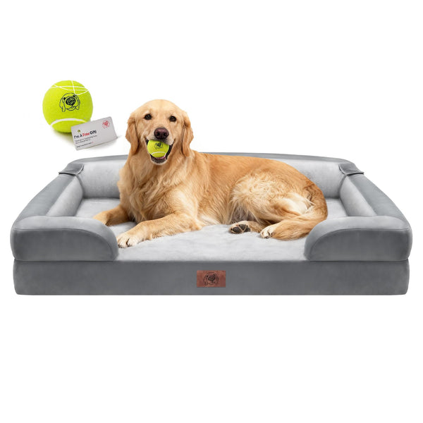 Extra Large Orthopedic Dog Bed with Memory Foam and Bolster Support - Waterproof and Washable
