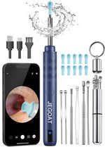 Jegoat Ear Wax Removal, Ear Wax Removal Tool Camera with 1296P HD Camera and 6 LED Lights, Ear Cleaner with 10 Ear Pick, Upgraded Ear Wax Removal Kit for iOS and Android, Black