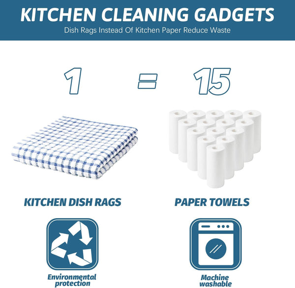 8 Pcs Kitchen Dish Rags,100% Cotton Soft Absorbent Quick Drying Dish Cloths for Kitchen,Washing Dishes,Cleaning rags-11 x 11In