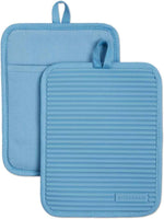 KitchenAid Ribbed Soft Silicone Pot Holder 2-Pack Set, Milkshake Tan, 7"x9"