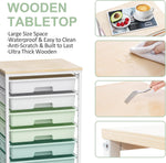 Rolling Storage Utility Cart with 8 Drawers and Wooden Tabletop