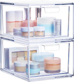 Stackable Clear Plastic Organizer Drawers for Cosmetics and Beauty Supplies