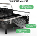 Expandable Dish Rack for Kitchen Counter with Utensil Holder and Raised Guardrail