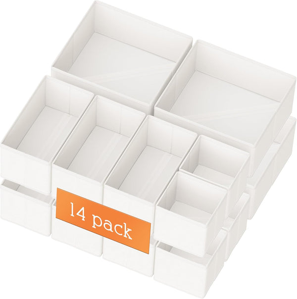 14 Pack Beige Drawer Organizer for Baby Clothes and Storage