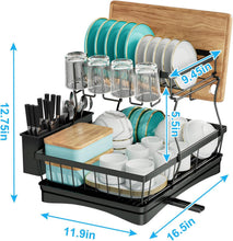 Large capacity 2-tier dish drying rack for kitchen counter