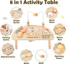Activity Table for 1 Year Old, Montessori Toys for 1 2 Year Old Girls Boy Gifts, 8 in 1 Wooden Sensory Play Table for Toddler 1-3, Learning Toys for Baby 12-18 Months 1st Christmas Birthday Gifts