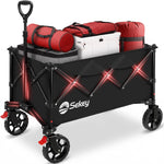 Sekey Wagon Cart with Wheels with 220LBS Capacity,Heavy Duty Wagon Carts Foldable,Lightweight Utility Portable Cart for Grocery, Shopping, Garden, Camping. Pink