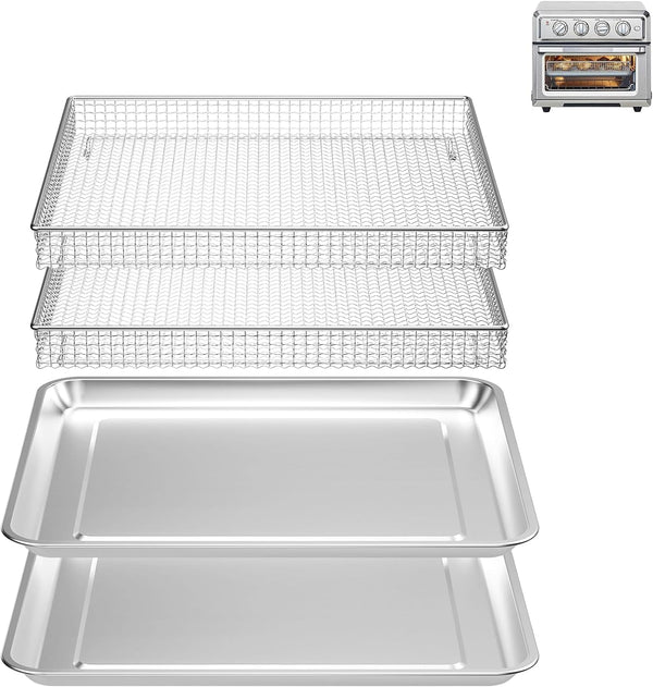 Air Fryer Tray Replacement for Cuisinart TOA-60 TOA-65 TOA-70 Toaster oven tray, 12.4"x11"Air Fryer Basket and air fryer tray pan, Dishwasher Safe